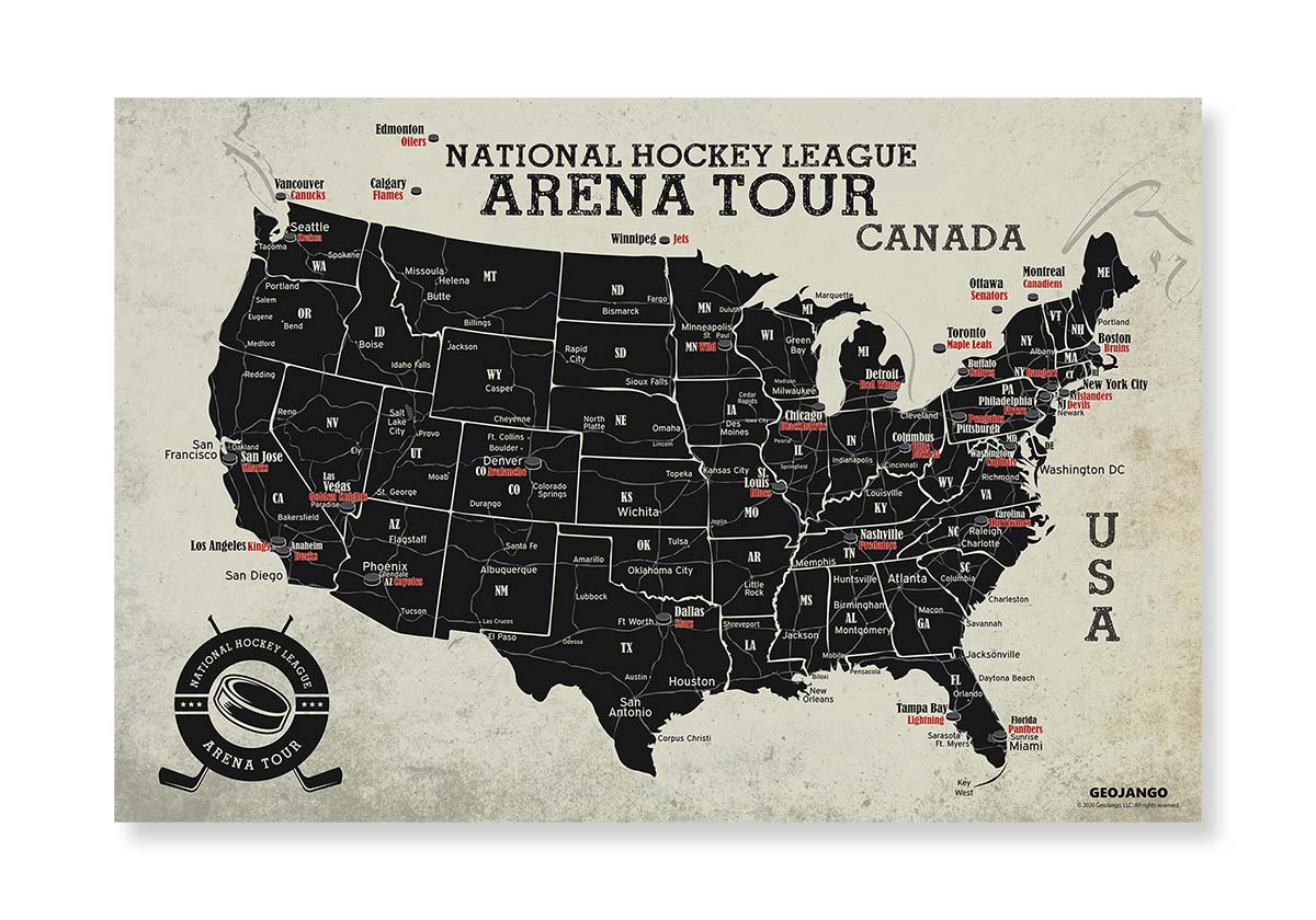 nhl map poster