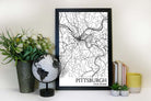 pittsburgh street map wall art