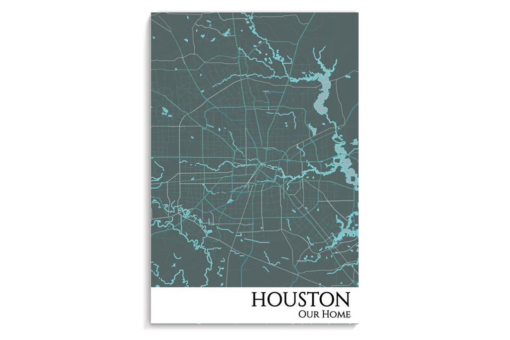 Houston City Streets Map Wall Art Poster – GeoJango Maps