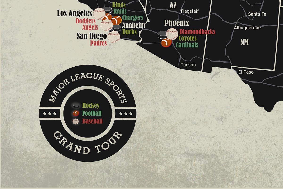 professional sports map label