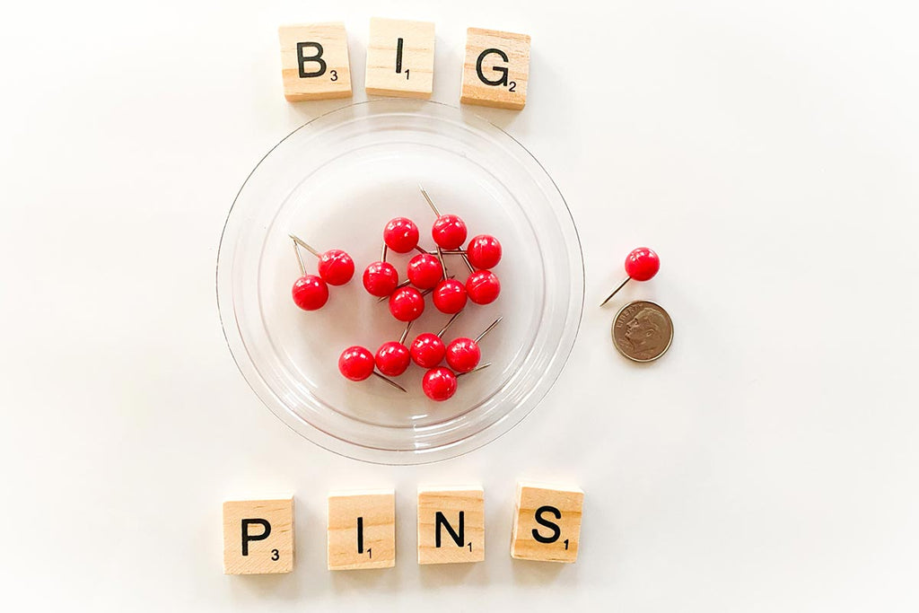 red map push pins