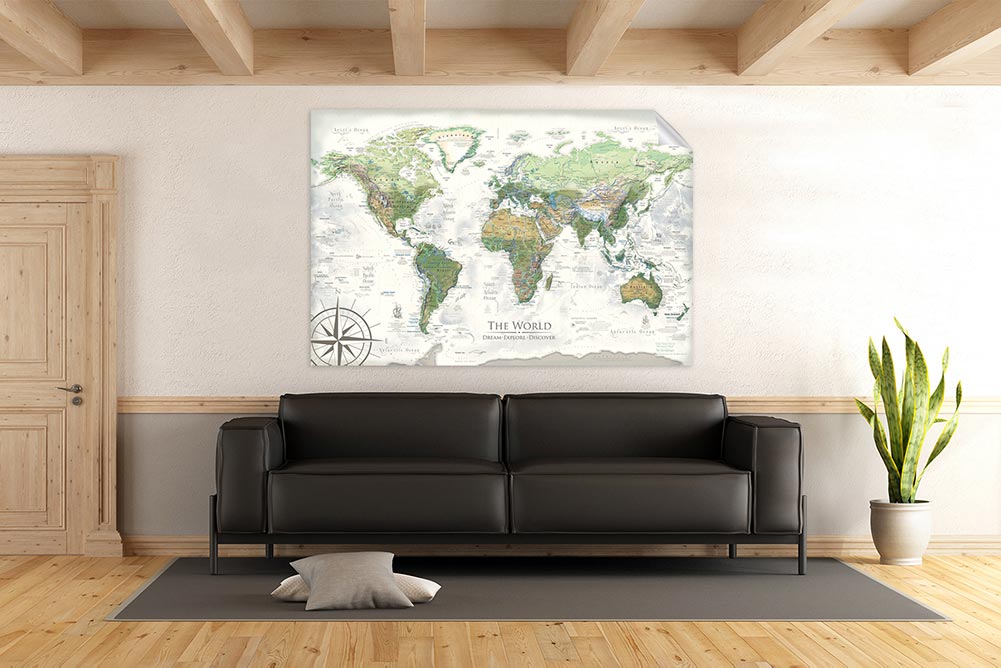 giant world map wall art