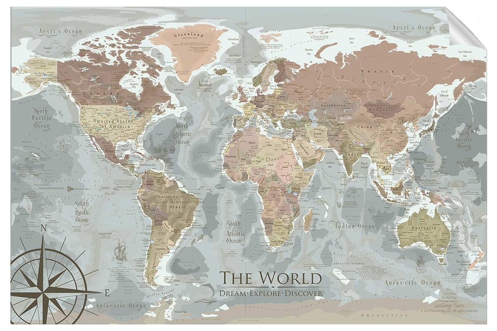 world map wall decal