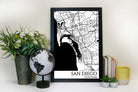 san diego street map wall art