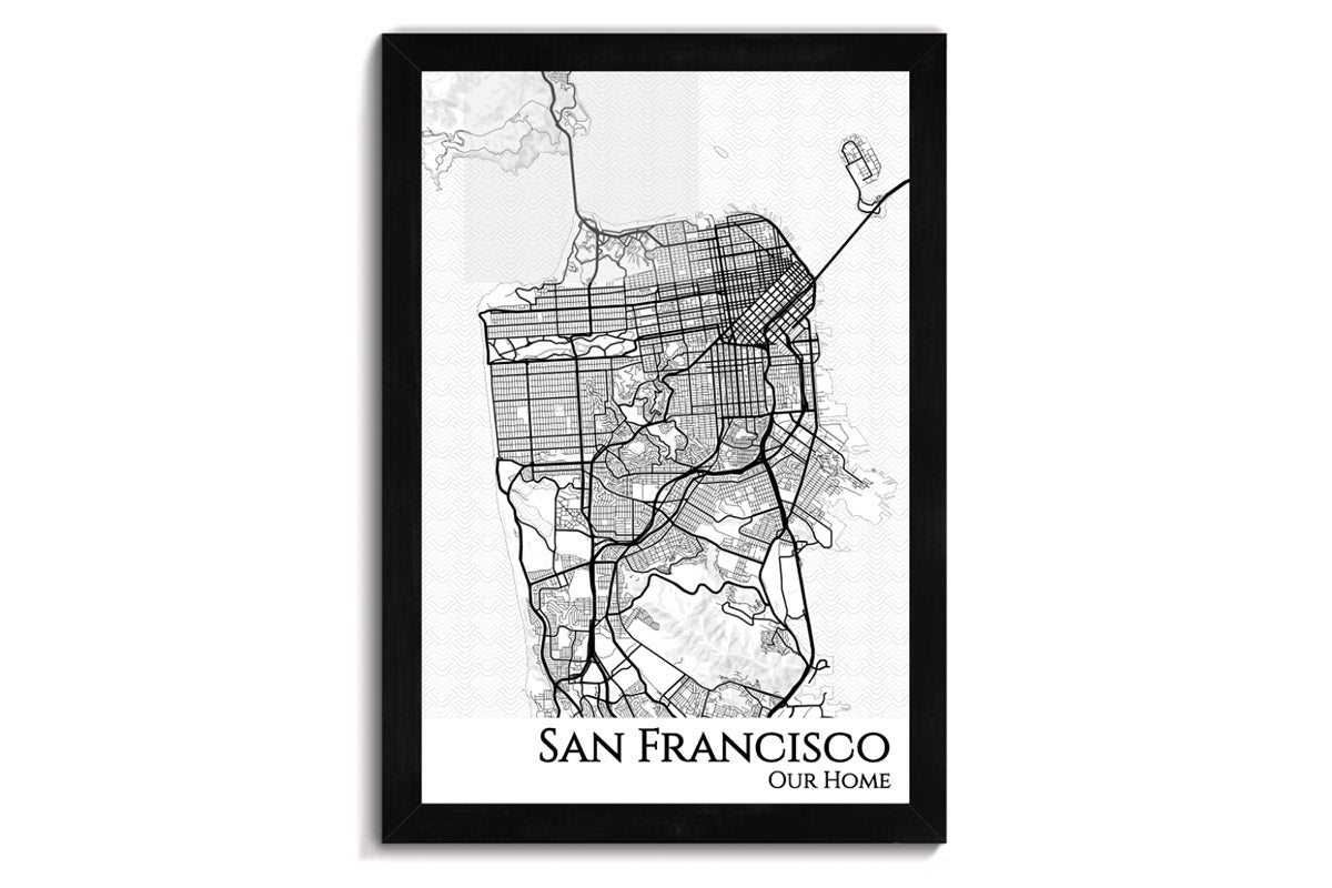 san francisco city map wall art