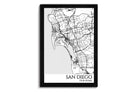 san diego city map wall art