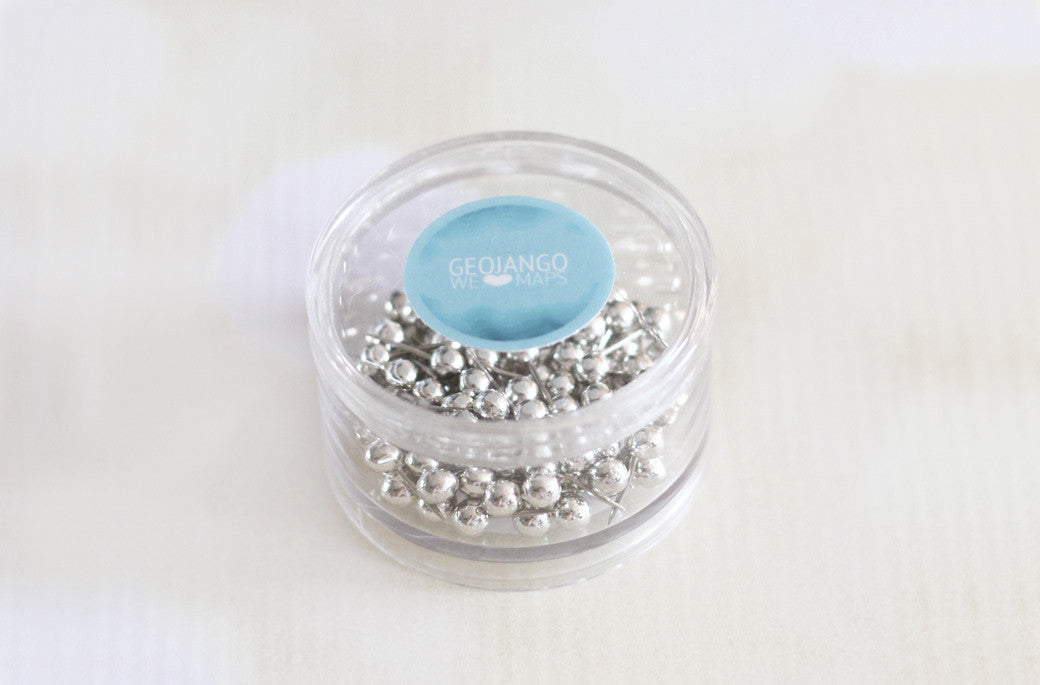 Silver Map Pins - Silver Push Pins – GeoJango Maps