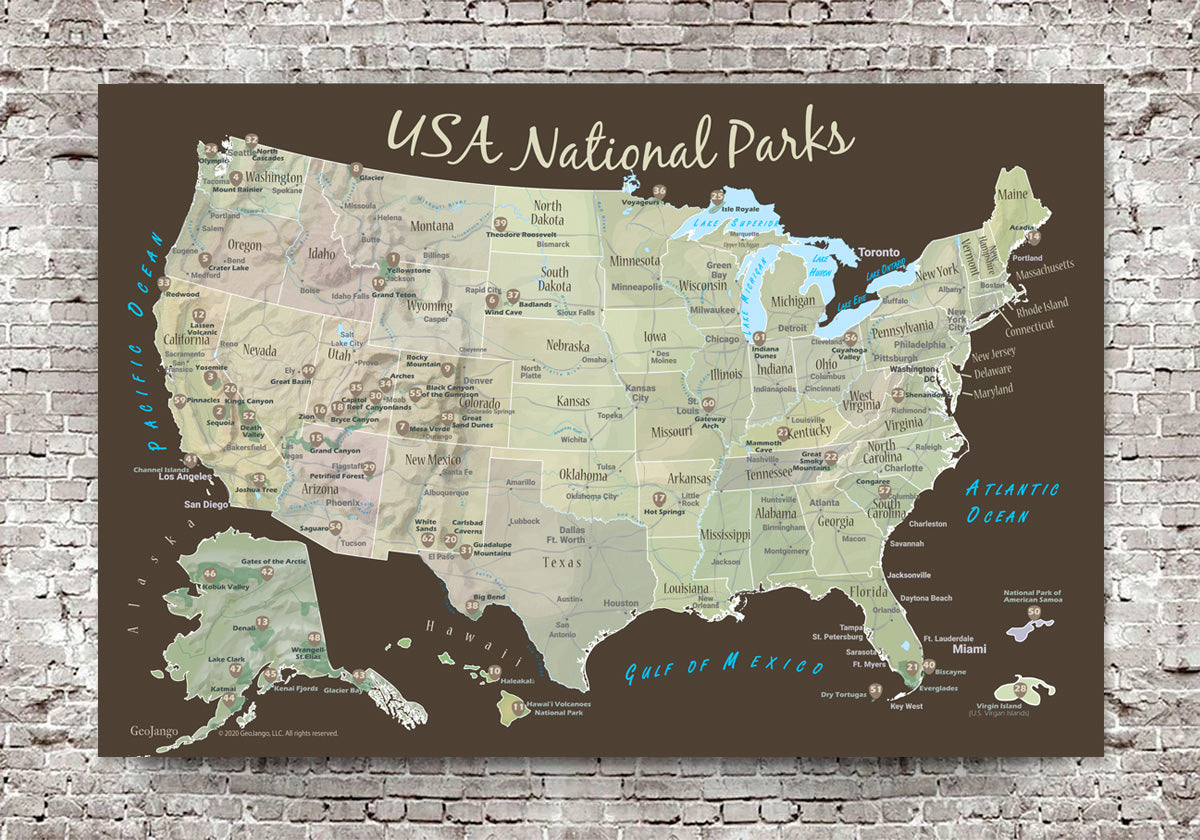 National Parks Sticker Map - Track USA Travels – GeoJango Maps