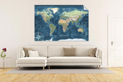 World Map Wall Mural, Self-Adhesive Wallpaper – GeoJango Maps