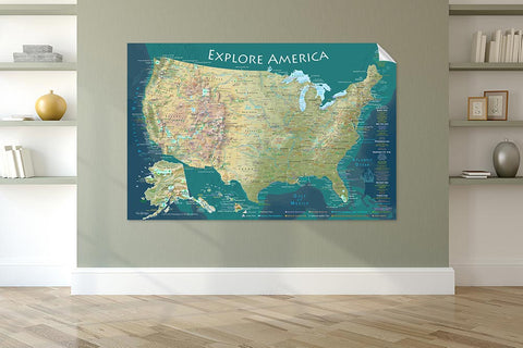 Topographical USA Map - Vinyl Wall Decal – GeoJango Maps