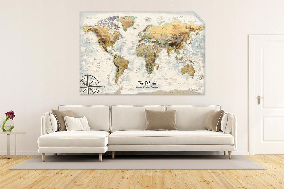 World Map Wall Mural Antique – GeoJango Maps