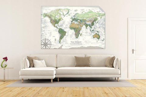 World Map Wall Decal - a physical map of the world with countries ...