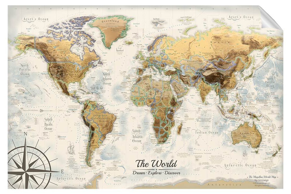 vintage world map wall mural