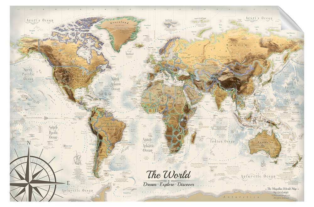 vintage world map wall mural