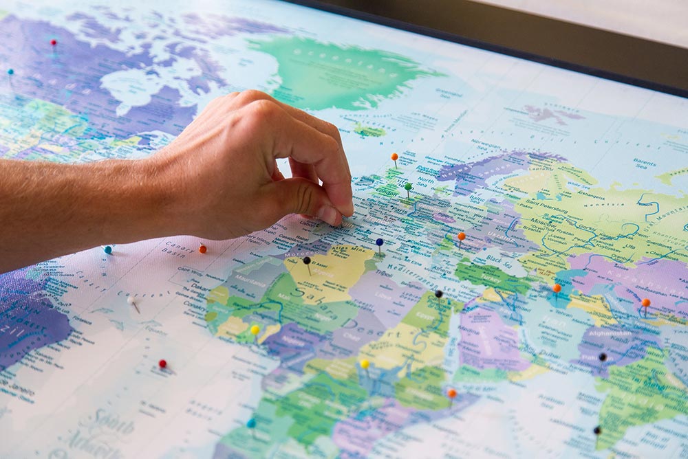 push pins for world map